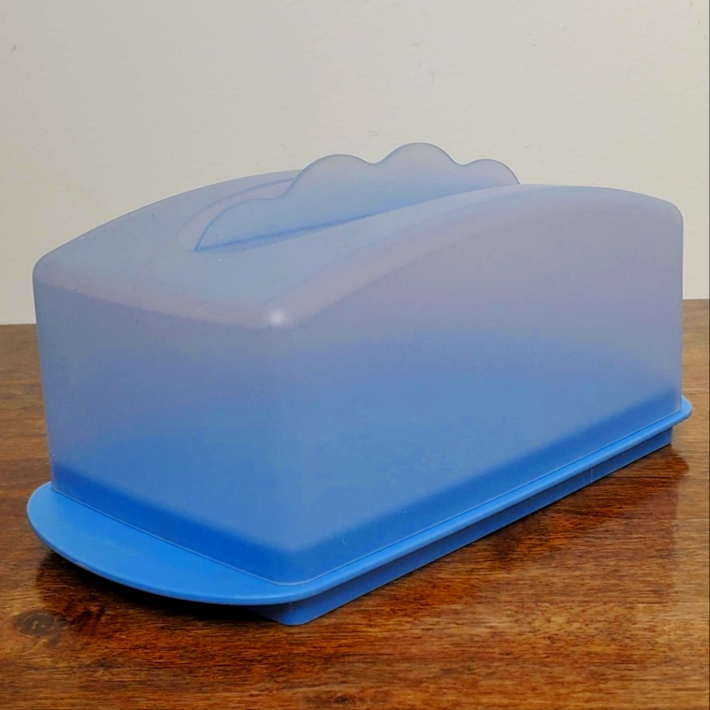 Tupperware Butter Dish Keeper 1 Pound Large Cheese Blue Impressions